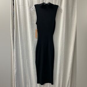 Almost Famous NWT Ribbed Bodycon Dress Women Small Black Knee Length/ size S